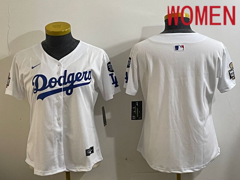 Women Los Angeles Dodgers Blank White Game 2024 Nike MLB Jersey style 112120->women mlb jersey->Women Jersey